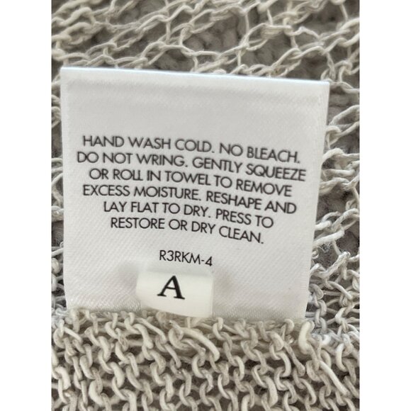 Eileen Fisher Melange Crochet Tunic V-Neck Sweater Linen XL Pebble Asymmetric - Picture 10 of 11